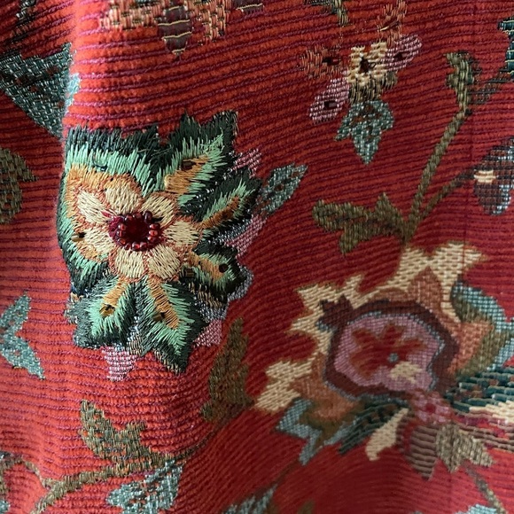 Chicos Design Tapestry Paisley Embroidered Corduroy Jacket- Floral Boho Size 1/S - Picture 12 of 13
